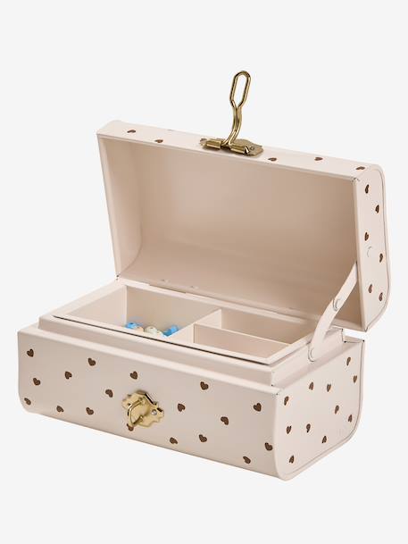 Boîte à bijoux malle en métal cœurs vanille - vertbaudet enfant 