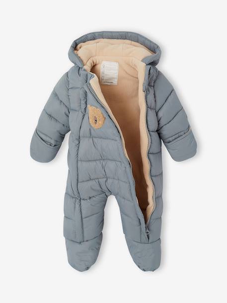 Padded pramsuit for newborn boys sage green - vertbaudet enfant 