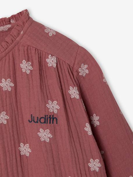 Cotton Gauze Shirt for Girls chambray blue+ecru+mauve+printed white - vertbaudet enfant 