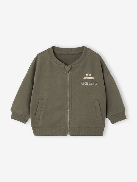 Zip-up cardigan for baby khaki - vertbaudet enfant 