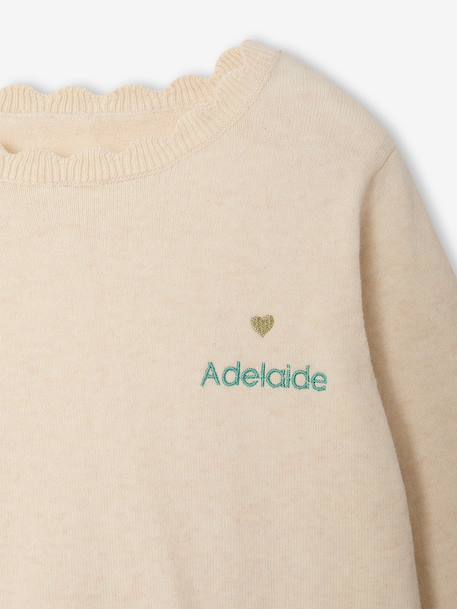 Pull fille personnalisable beige chiné+framboise+mandarine+marine+pivoine+vert de gris - vertbaudet enfant 