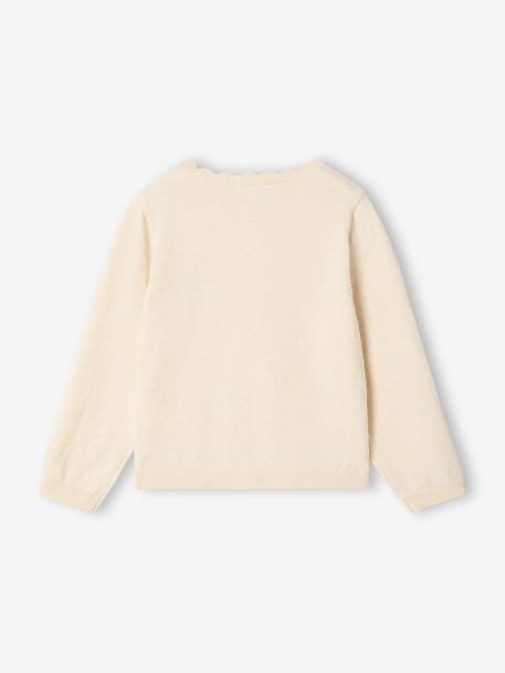 Pull fille personnalisable beige chiné+framboise+mandarine+marine+pivoine+vert de gris - vertbaudet enfant 
