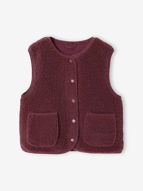 Gilet fille sans manches en sherpa blush+prune+vanille - vertbaudet enfant 