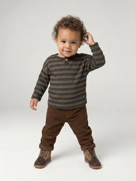 Pantalon bébé en velours côtelé bleu grisé+brown+caramel+lichen - vertbaudet enfant 