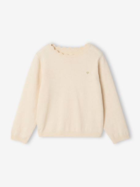 Pull fille personnalisable beige chiné+framboise+mandarine+marine+pivoine+vert de gris - vertbaudet enfant 