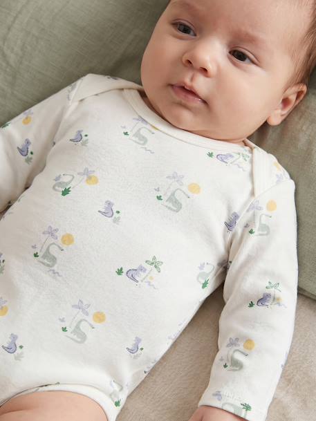 Pack of 5 long-sleeved bodysuits for baby boys ecru - vertbaudet enfant 