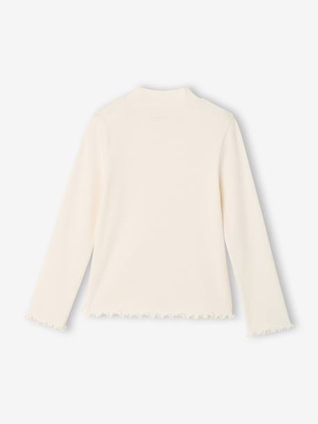 Roll-neck top for girls ecru+old rose - vertbaudet enfant 