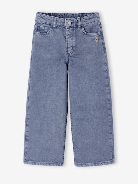Pantalon fille large couleur bleu grisé+rose - vertbaudet enfant 