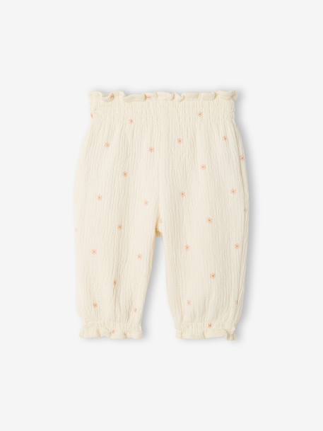 Cotton trousers for newborn baby vanilla - vertbaudet enfant 