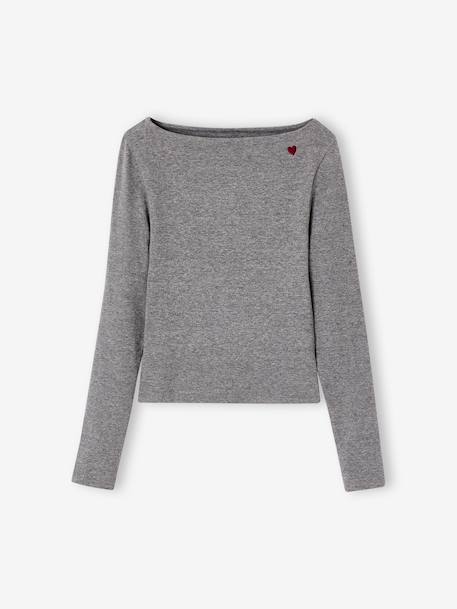 Pack of 2 Ribbed T-Shirts for Girls, JONEN bordeaux red+English green+marl grey - vertbaudet enfant 