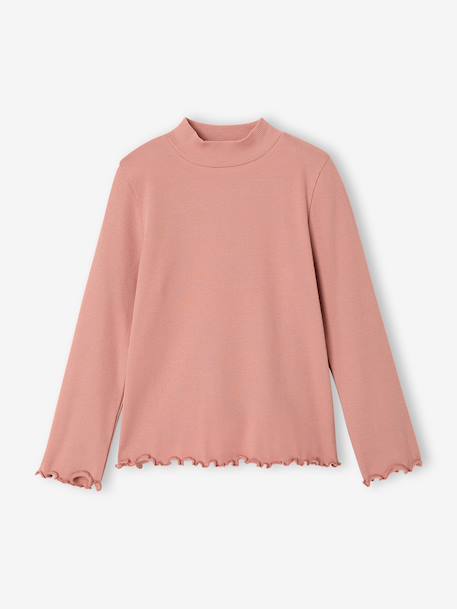 Roll-neck top for girls ecru+old rose - vertbaudet enfant 