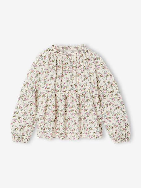 Printed blouse for girls anthracite+vanilla - vertbaudet enfant 