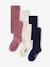 Lot de 3 paires de collants fille BASICS cannelle+lot encre+Lot gris chiné moyen+marine+mauve+prune+rose poudré+vieux rose - vertbaudet enfant 