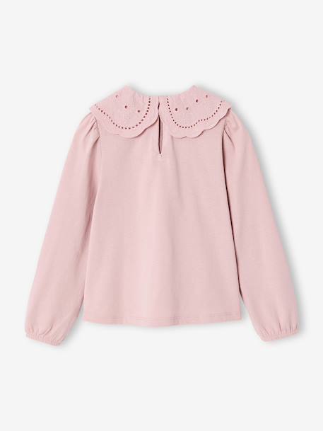 Long-sleeved T-shirt for girls ecru+pale pink - vertbaudet enfant 