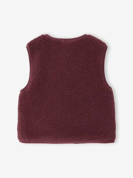 Sleeveless Sherpa Jacket for Girls blush+plum+vanilla - vertbaudet enfant 