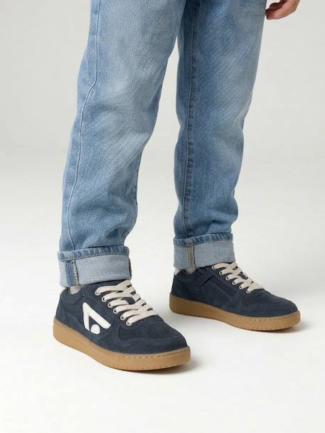Pair of boys leather trainers navy blue - vertbaudet enfant 