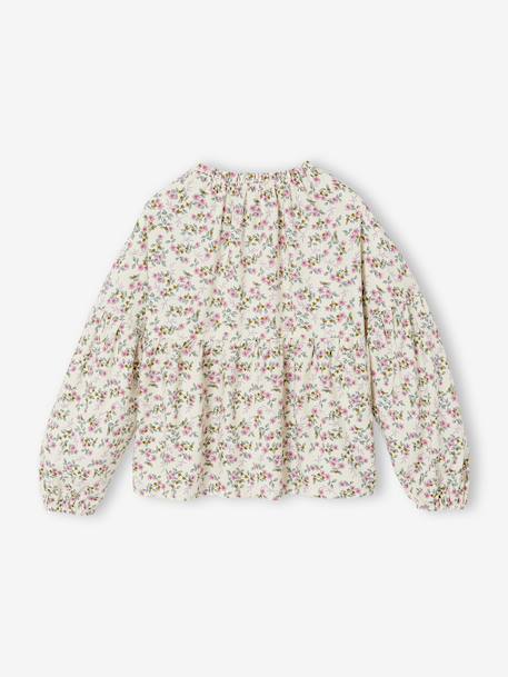 Printed blouse for girls anthracite+vanilla - vertbaudet enfant 