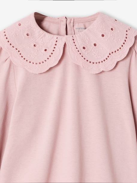Long-sleeved T-shirt for girls ecru+pale pink - vertbaudet enfant 