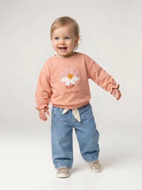 Long-sleeved sweatshirt for baby girls apricot - vertbaudet enfant 
