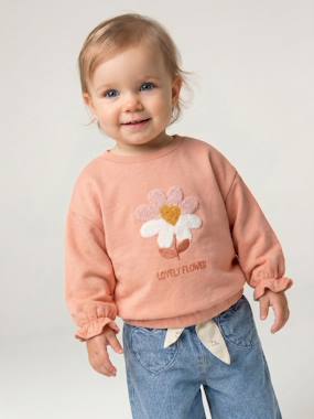 Bébé-Pull, gilet, sweat-Sweat bébé fille manches longues