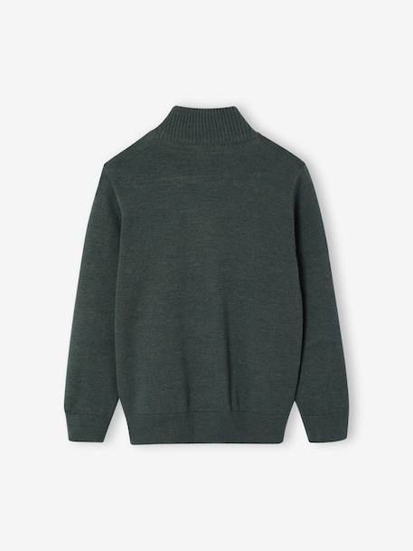 High Neck Jacket with Zip, for Boys Blue+marl green+White/Red - vertbaudet enfant 