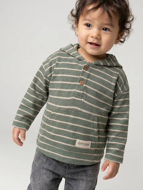T-shirt à capuche bébé bleu glacier+sable+tomette+vert - vertbaudet enfant 
