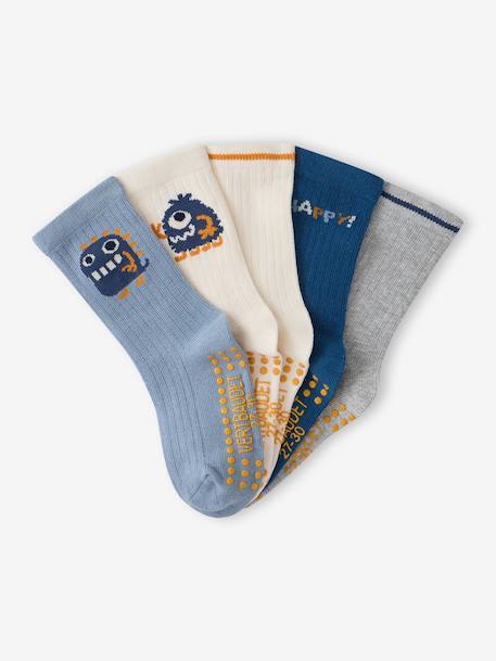 Pack of 5 socks for boys grey blue - vertbaudet enfant 
