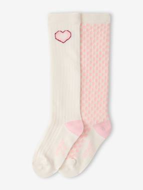Girls-Underwear-Socks-Pack of 2 knee-high socks for girls
