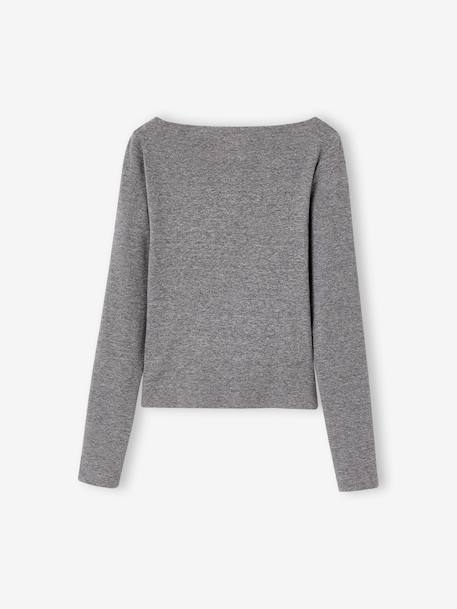 Lot de 2 t-shirts en côtes fille bordeaux+gris chiné+vert anglais - vertbaudet enfant 