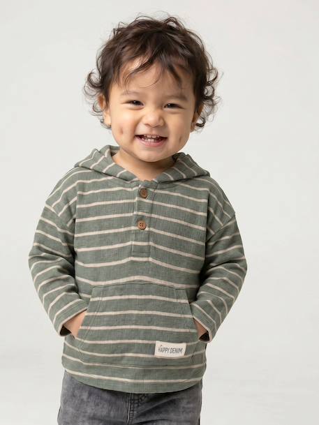 T-shirt à capuche bébé bleu glacier+sable+tomette+vert - vertbaudet enfant 