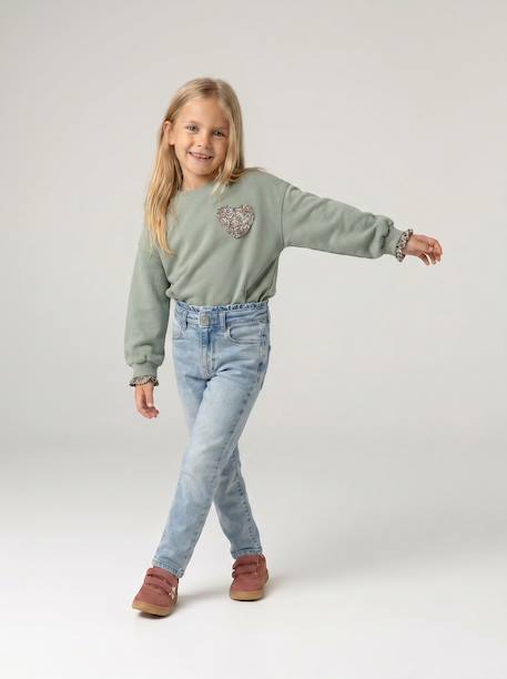 Sweatshirt for girls grey green - vertbaudet enfant 