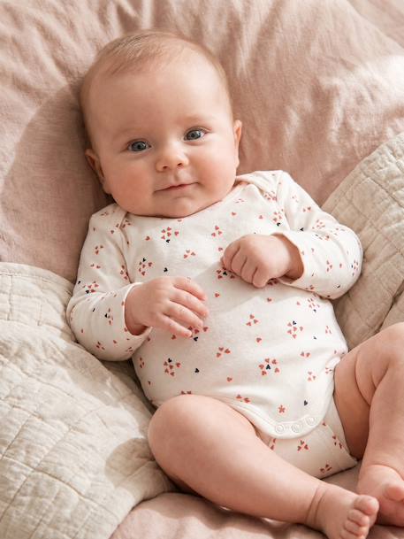 Lot de 3 bodies manches longues bébé écru - vertbaudet enfant 