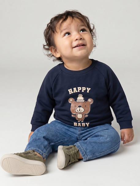 Baby long-sleeved sweatshirt navy blue+ochre - vertbaudet enfant 