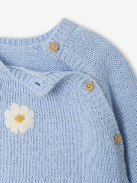 Knitwear jumper with side opening for newborn sky blue - vertbaudet enfant 