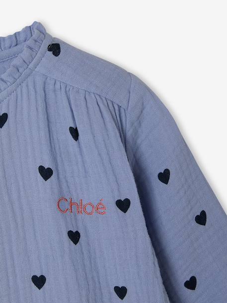Chemise file gaze de coton imprimée personnalisable blanc imprimé+bleu chambray+écru - vertbaudet enfant 