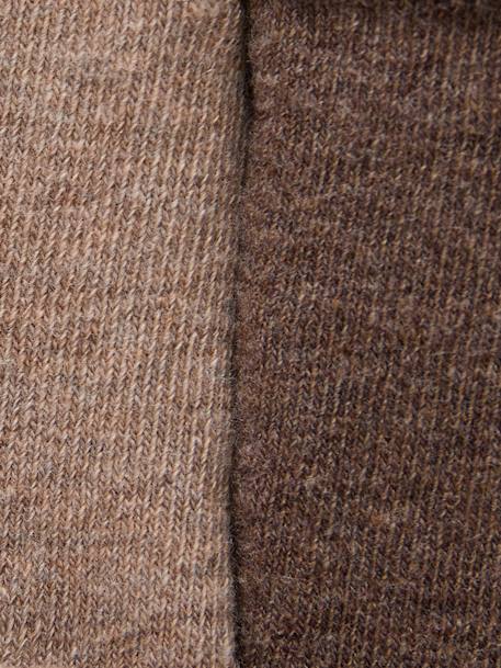 Pack of 2 Pairs of Rib Knit Tights for Girls brown+marl grey+night blue - vertbaudet enfant 