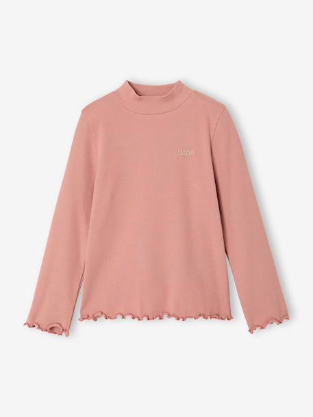 Roll-neck top for girls ecru+old rose - vertbaudet enfant 