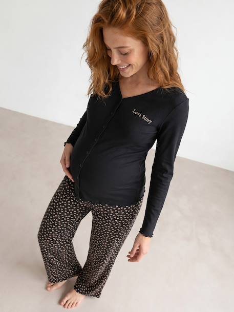 Nursing Special Pyjamas anthracite+night blue - vertbaudet enfant 