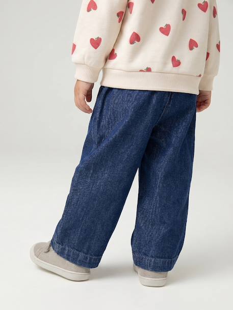 Wide Leg Jeans with Tie Belt, for Babies brut denim+stone - vertbaudet enfant 