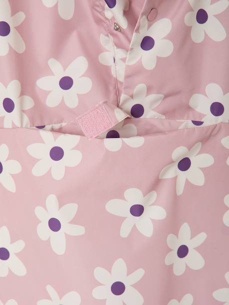 Floral Print Hooded Rain Poncho for Girls, LILIBETH pale pink - vertbaudet enfant 