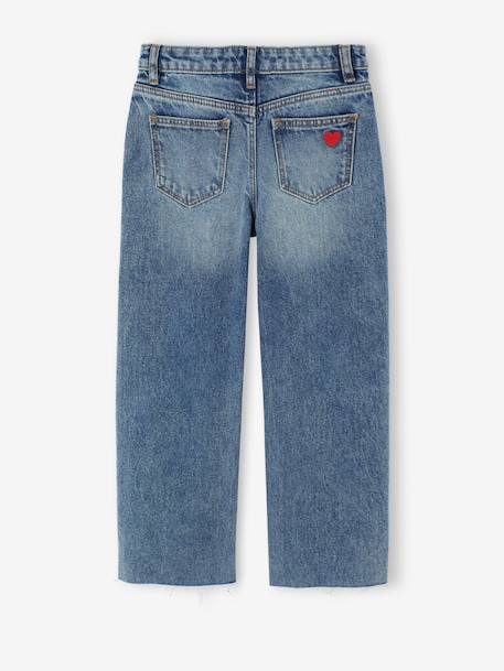 Jean droit fille bleu clair+bleu moyen - vertbaudet enfant 