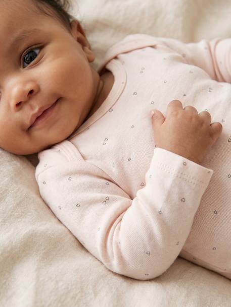 Pack of 3 long-sleeved bodysuits for baby pale pink - vertbaudet enfant 