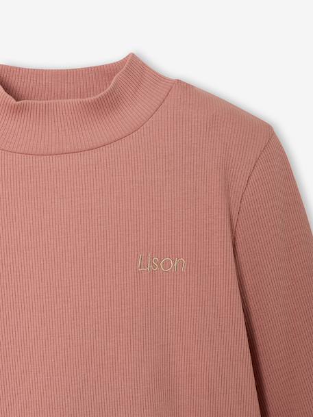Roll-neck top for girls ecru+old rose - vertbaudet enfant 