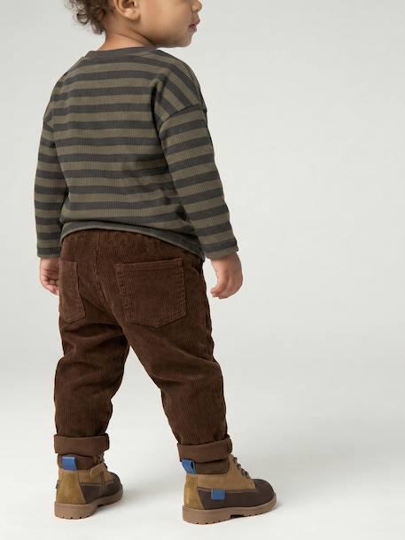 Pantalon bébé en velours côtelé bleu grisé+brown+caramel+lichen - vertbaudet enfant 