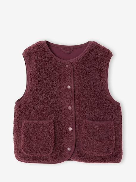 Gilet fille sans manches en sherpa blush+prune+vanille - vertbaudet enfant 