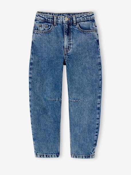 Jean balloon fille bleu moyen+denim bleached - vertbaudet enfant 