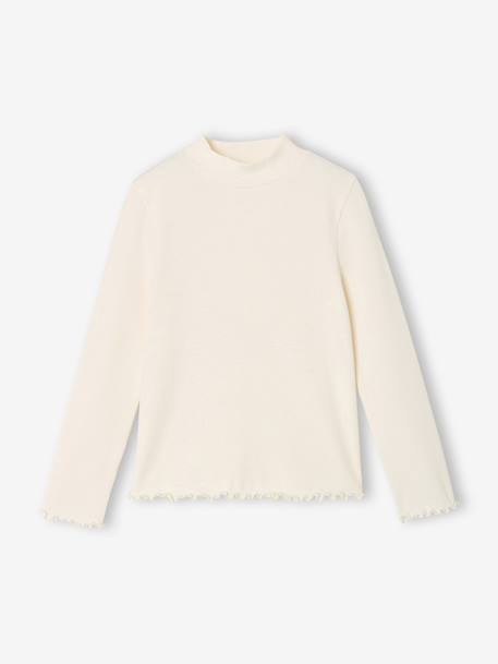 Roll-neck top for girls ecru+old rose - vertbaudet enfant 