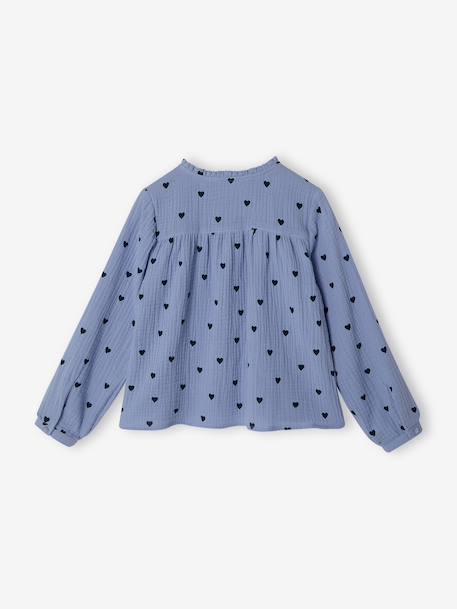 Chemise file gaze de coton imprimée personnalisable blanc imprimé+bleu chambray+écru - vertbaudet enfant 
