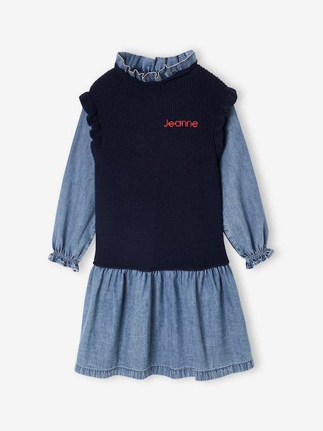Robe 2 en1 fille marine - vertbaudet enfant 