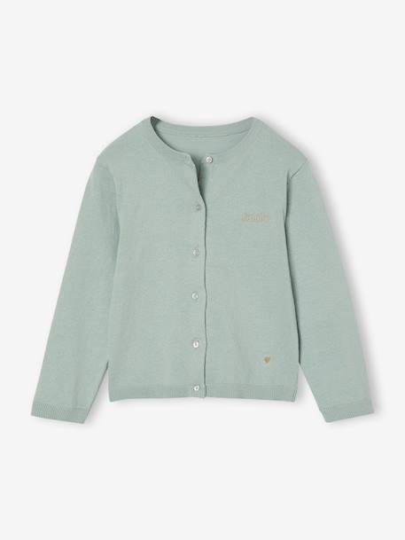 Fine Knit Basics Cardigan for Girls anthracite+dusky pink+emerald green+grey blue+marl beige+navy blue+plum+vanilla+yellow - vertbaudet enfant 